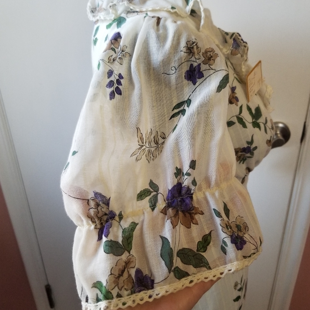 Vintage 70s Cottagecore Puff Sleeve Boho Floral Maxi Dress. S/M - Picture 7 of 11